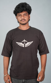 Five Sleeve Round Neck AERO Printed Tshirt for Men- Chocolate Brown-T-Shirt-7 Man